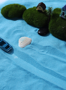 蓝色沙造景装饰盆栽垃圾桶灭烟沙海洋布景观摄影蓝色粗砂细沙子