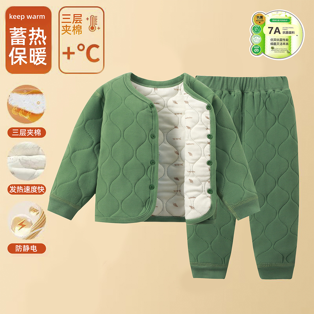 男女儿童秋冬棉服加厚高腰套装宝宝打底内穿棉衣无骨校服神器套装