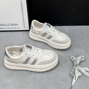 厚底冰丝布面高级感透气小白鞋女款2024夏季新款夏天板鞋薄款爆款