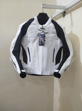 量身定制女士摩托车骑行服机车牛皮衣白色夹克非a星通勤跑山防摔