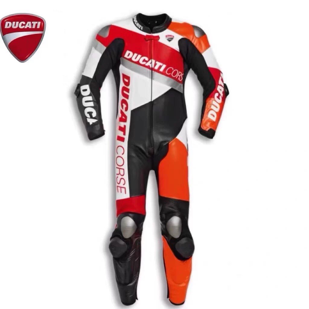 量身定制杜卡迪连体皮衣摩托车赛车服专业竞技下赛道压弯磨膝防摔