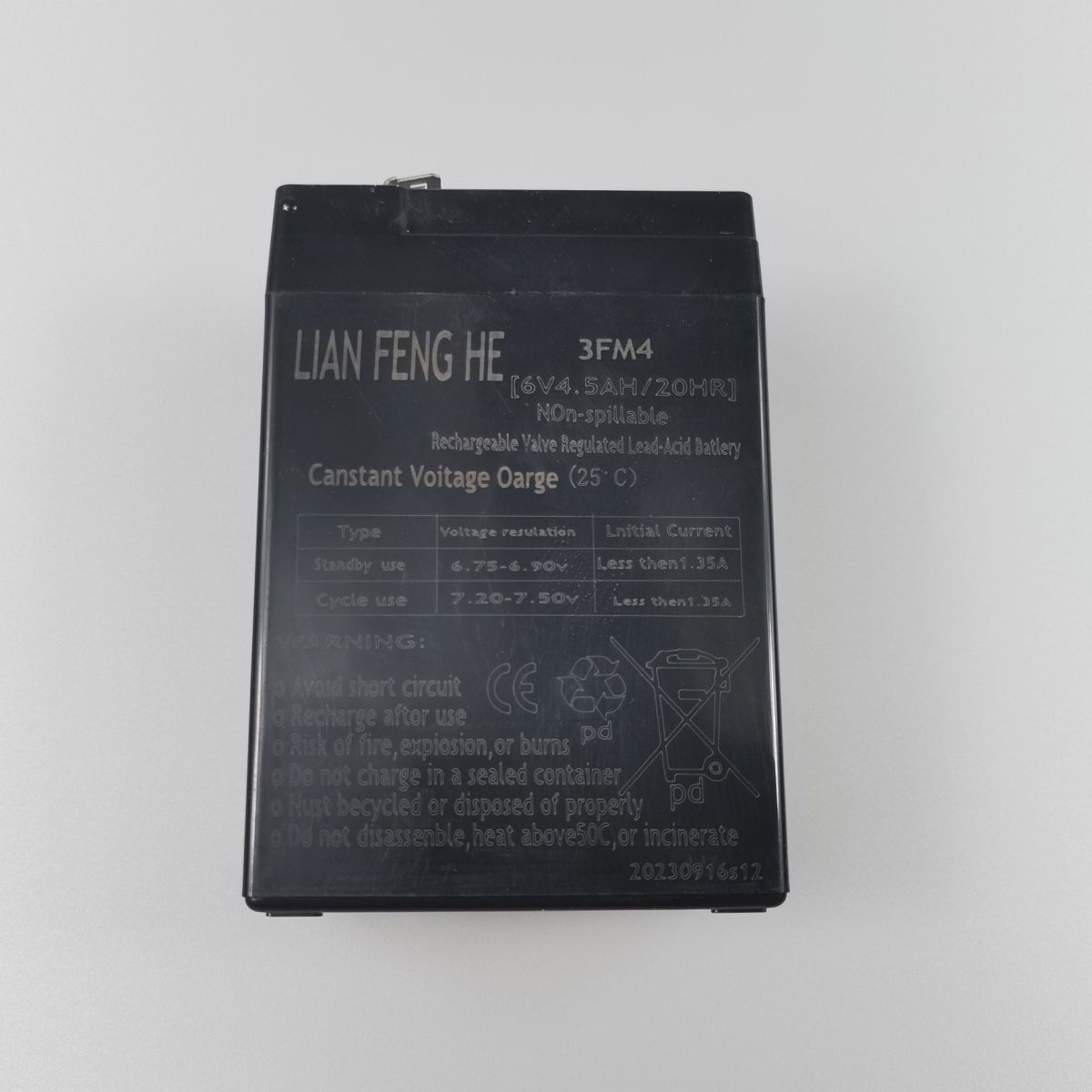 lianfenghe电池3FM4.0(6V4.0AH/20HR)6V4AH儿童车 摩托车蓄电池