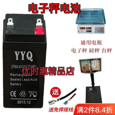 YYQ蓄电池2FM4 4V4AH 4V5AH/20HR电子秤吊秤地磅秤计价称台秤电池