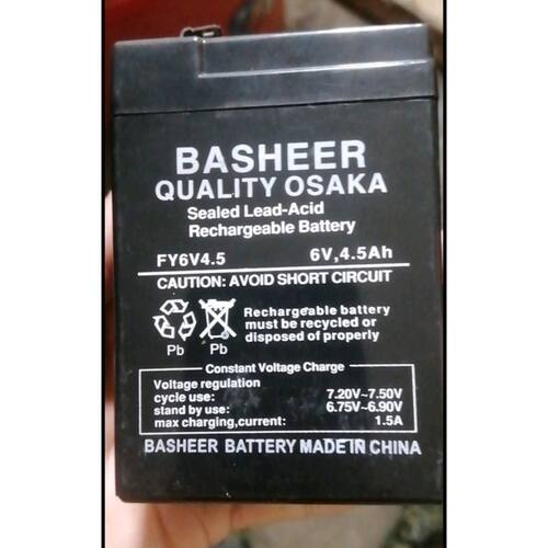 BASHEER QUALITY OSAKA电池FY6V4.5 6V,4.5Ah电子秤电池