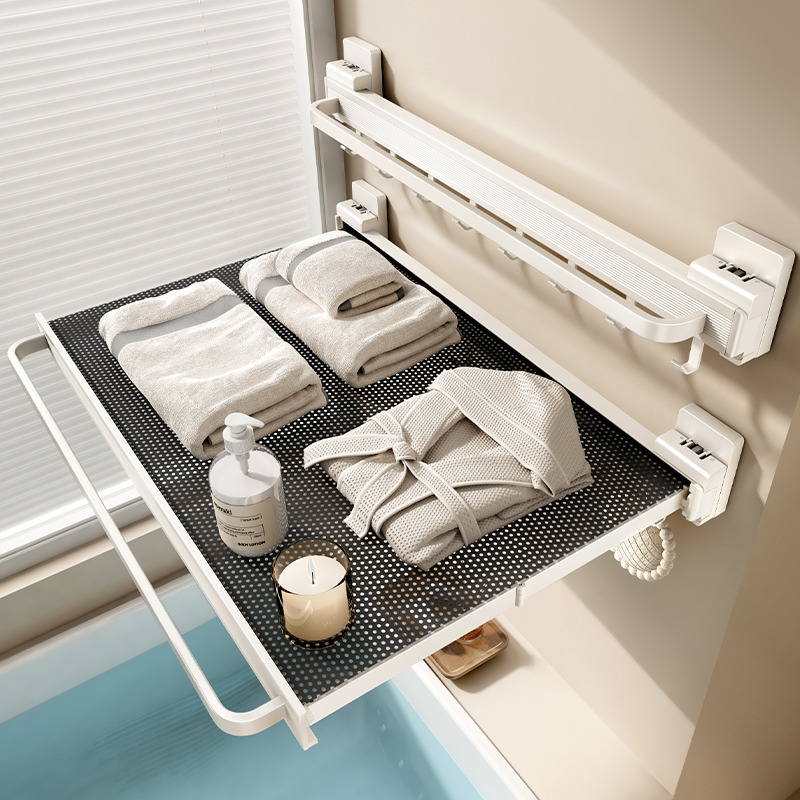 浴室吸盘置物架放衣服神器卫生间免打孔墙上马厕所壁挂式收纳架子