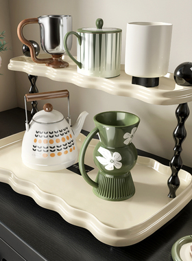 杯子收纳置物架桌面水杯架吧台咖啡茶马克杯轻奢高级中古整理架子
