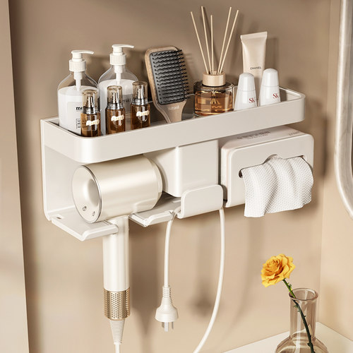 吹风机架纸巾盒面巾一体多功能