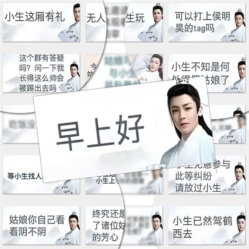128张抽象侯明昊古风小生梗图贴纸入青云快哉快哉表情包手账贴画