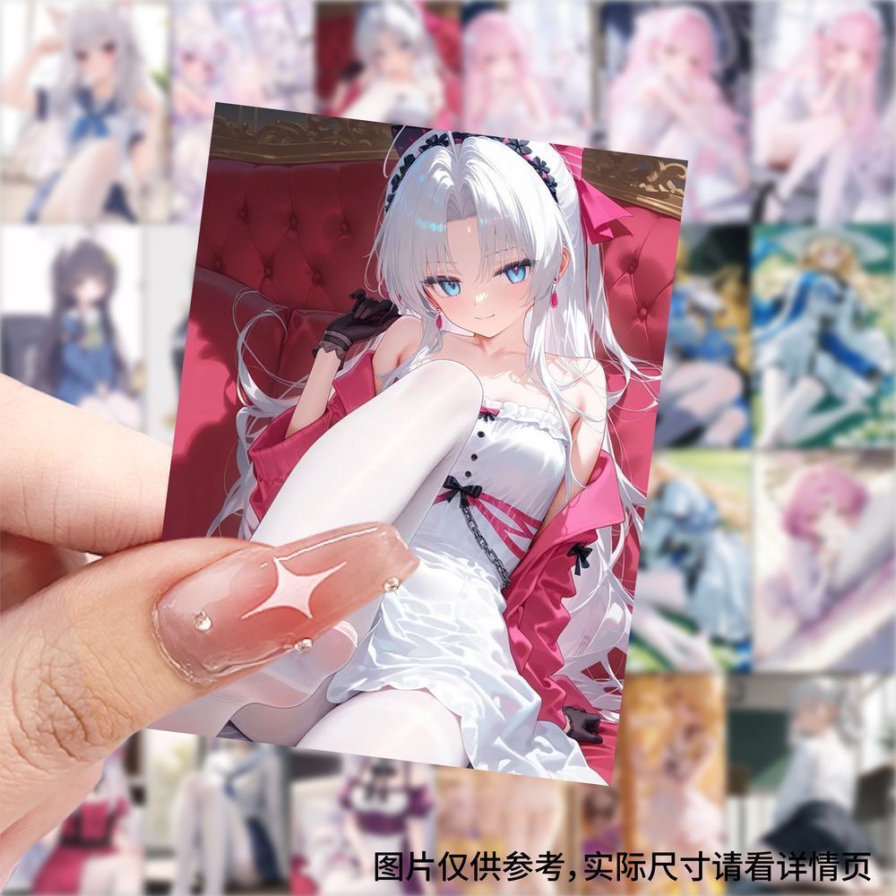 二次元白丝少女贴纸动漫风纯欲电脑贴画diy手机桌子笔记本装饰贴