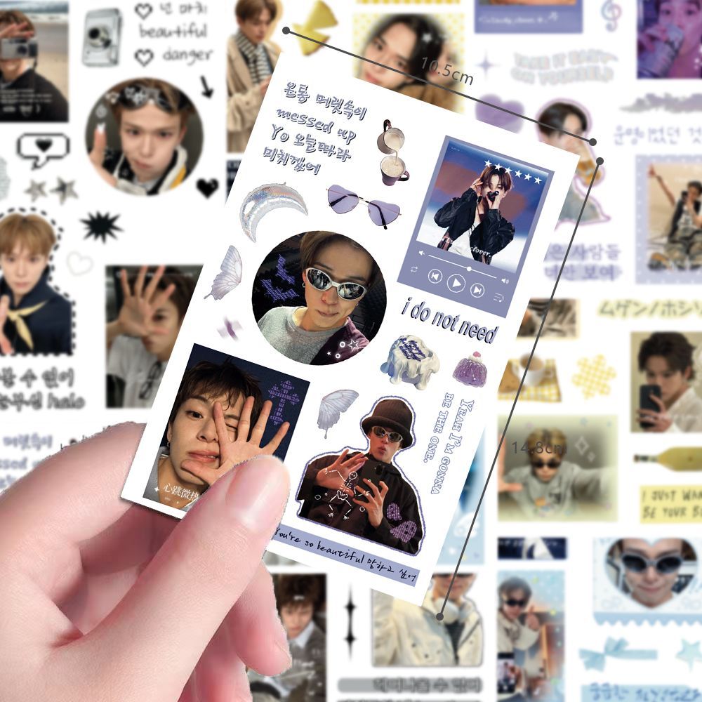 32张treasure滨田朝光切膜贴纸爆款高级感Kpop拼贴素材包防水贴画
