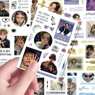 32张treasure滨田朝光切膜贴纸爆款高级感Kpop拼贴素材包防水贴画