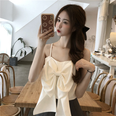 Real shot 2021 summer Korean fashion knot suspender waistcoat female students' interior design