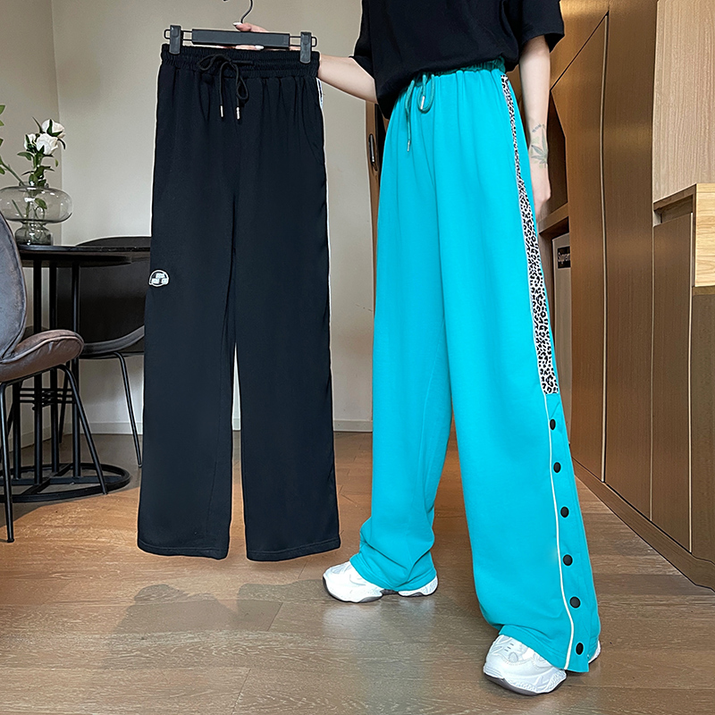 Women's casual pants summer Korean fashion new style drawstring wide leg pants high waist sports pants pants fashion