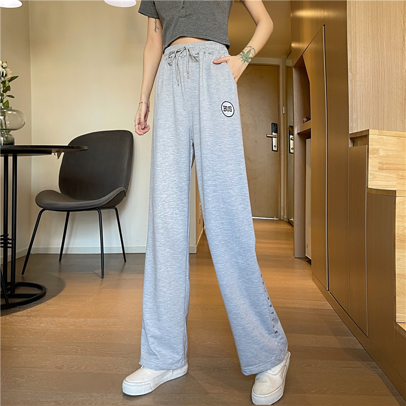 Real shot sportswear women's spring autumn Korean fashion thin style loose embroidered slim legged casual Harem Pants