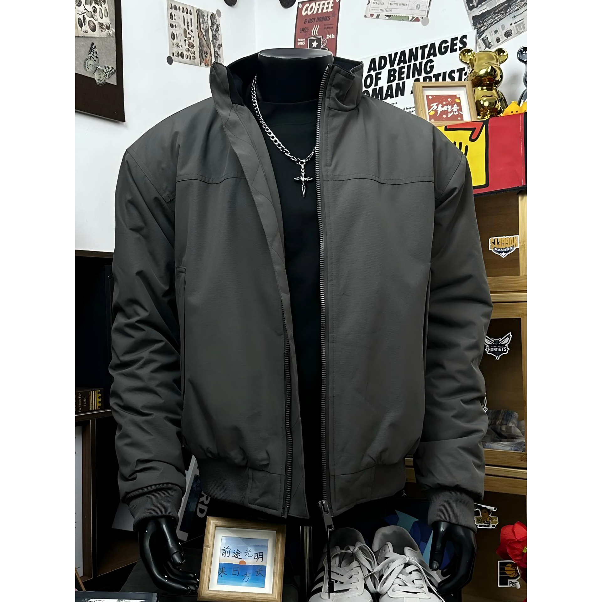 美式立领教练飞行员夹克男