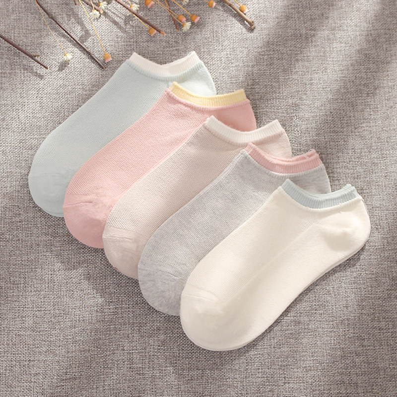袜子女夏季薄款2020短袜潮韩版学院风纯色低帮浅口运动袜休闲棉袜