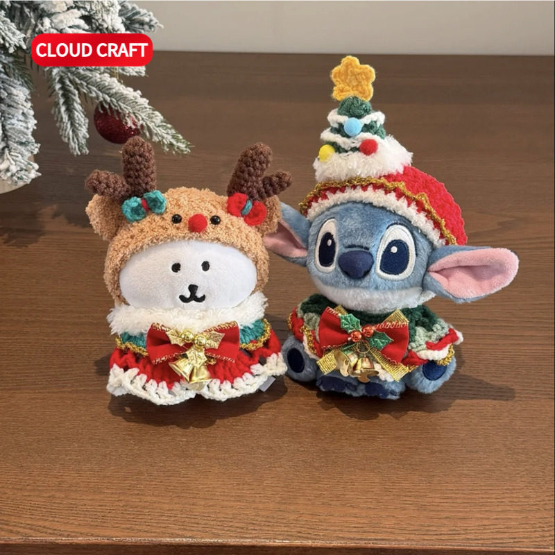 适用毛绒自嘲熊娃衣可爱圣诞麋鹿帽子套装自朝熊可爱装饰配件