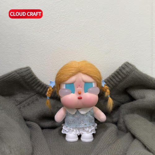 适用Crybaby咕噜咕噜娃衣可爱田园风蓝色系套装哭娃搪胶玩偶着替