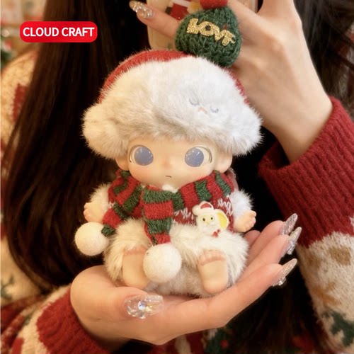 适用dimoo4代新生日记系列娃衣新品圣诞帽子围巾套装可爱毛绒挂件