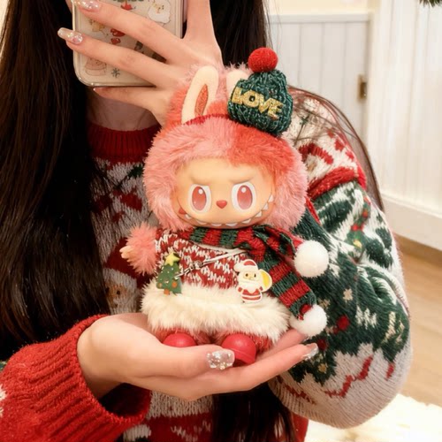 适用拉布布三代娃衣圣诞套装前方高能系列labubu一二三代搪胶娃