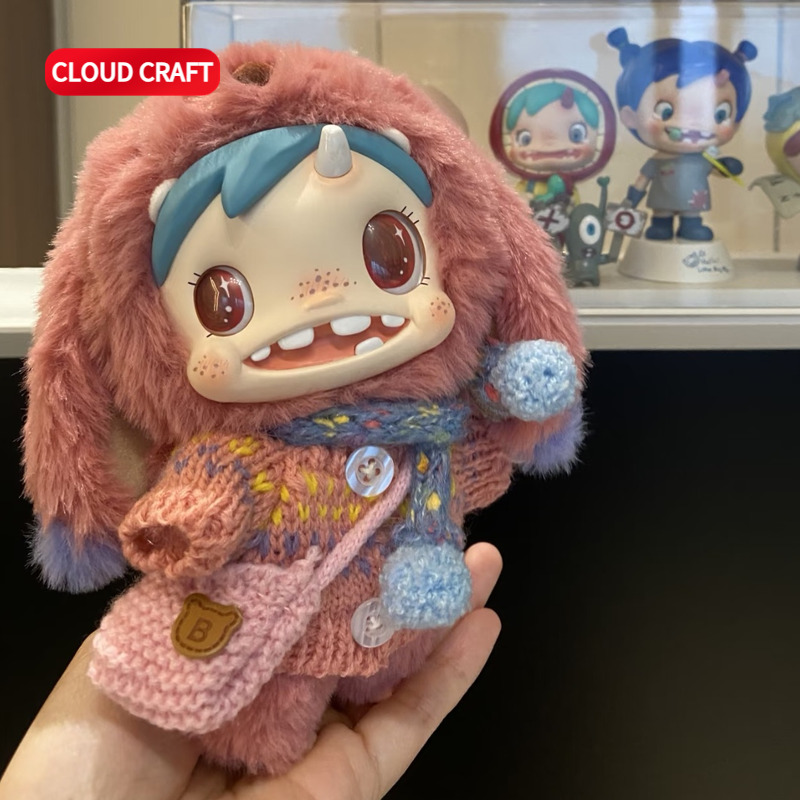 适用宝拉娃衣可爱针织毛衣挎包套装搪胶脸毛绒挂件宝拉系列着替