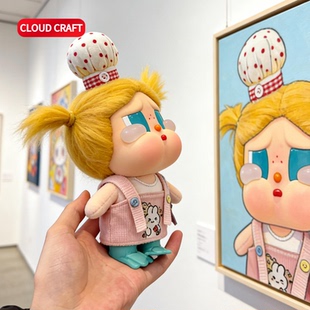 适用哭娃娃衣可爱粉色背带裤套装哭娃crybaby搪胶毛绒玩偶衣服