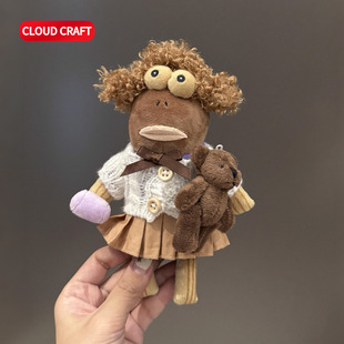 适用比奇堡居民娃衣套装棕色秋冬假发可爱呆萌毛衣小熊着替装