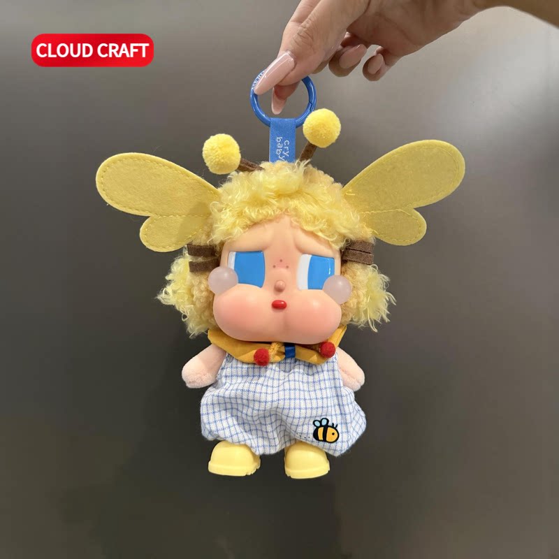 适用Crybaby哭娃娃衣可爱小蜜蜂连体衣套装哭娃搪胶毛绒玩偶着替