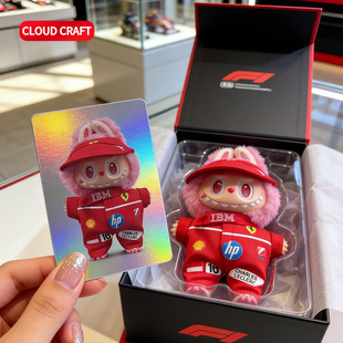 适用Labubu三代娃衣酷飒法拉利红牛赛车服套装拉布布一二三代通用