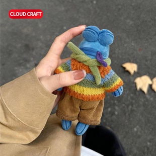 适用比奇堡居民娃衣秋冬可爱彩虹毛衣套装打工鱼毛绒玩偶衣服着替