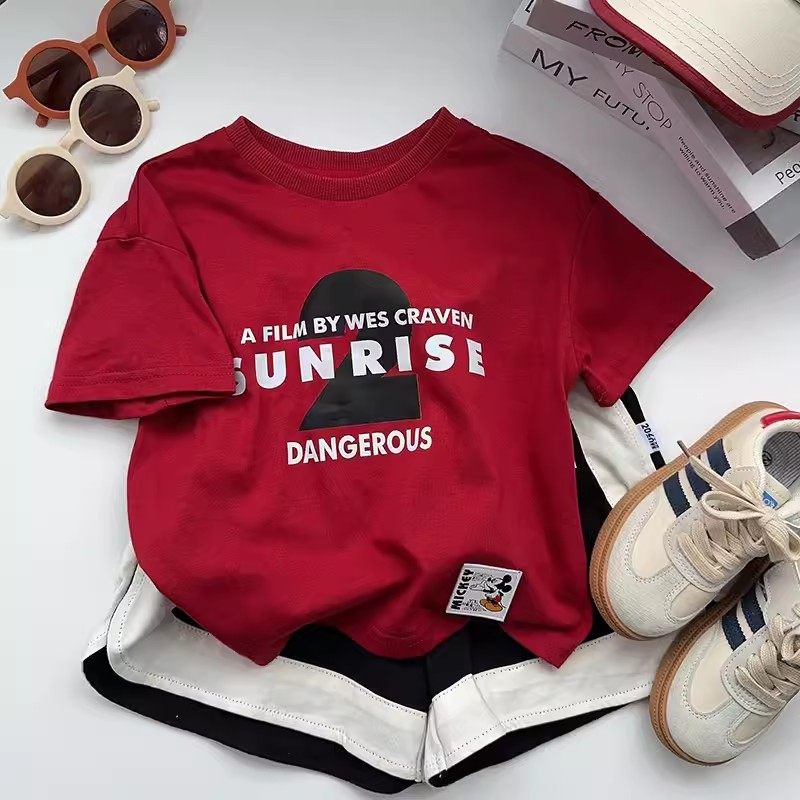 儿童酷帅时髦红色短袖t恤夏季0-6岁男童字母印花纯棉半袖上衣宽松,童装/婴儿装/亲子装,T恤,淘宝优惠券,粉丝福利购,淘宝优惠卷