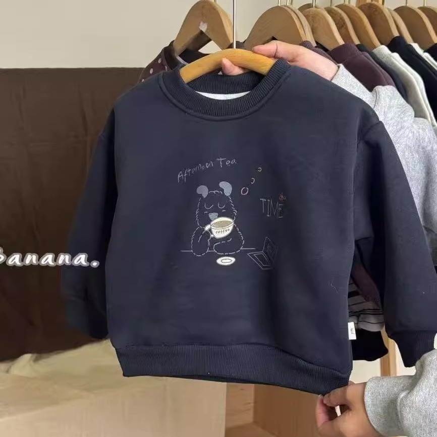 秋冬男女童洋气休闲卡通加绒卫衣