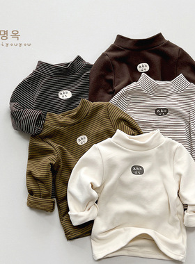 韩国童装2026秋冬0-6岁男童半高领保暖内搭打底衫洋气长袖T恤上衣