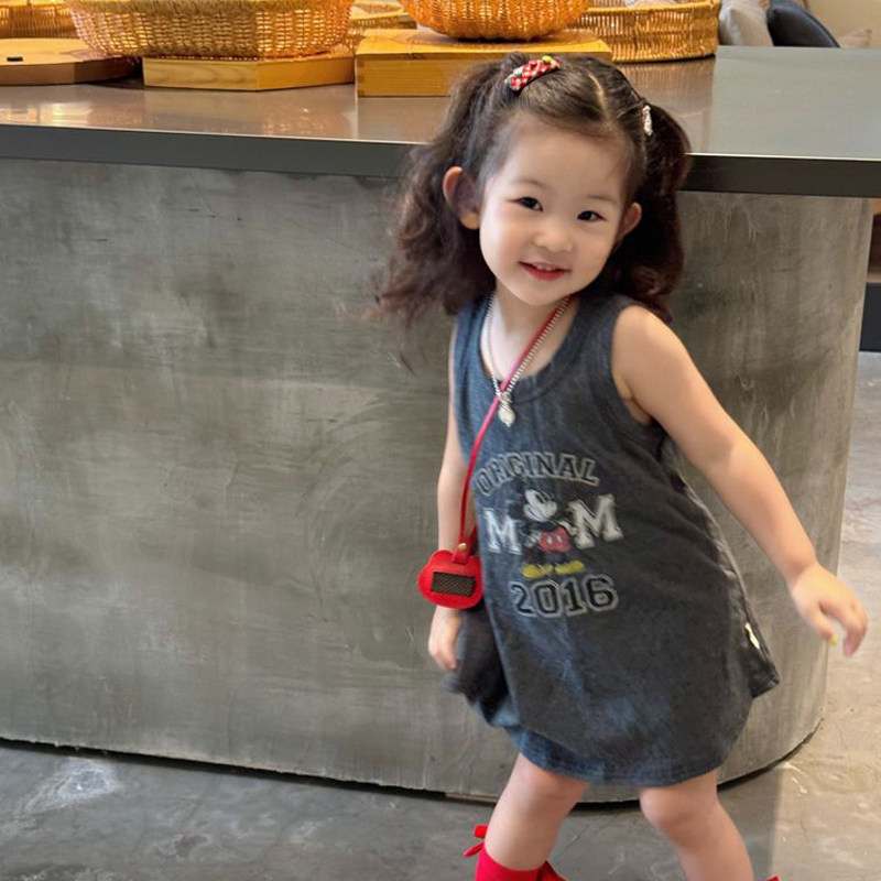 女童无袖背心裙中长款百搭裙子图片