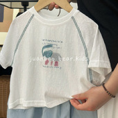 新款 男女童薄款 透气舒适短袖 2026夏季 T恤衫 宝宝洋气时髦宽松上衣