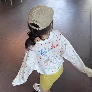 儿童韩系洋气时髦彩色波点防晒长袖罩衫夏季男女童宽松薄款空调衫