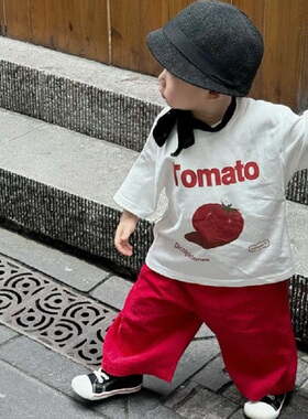 0-6岁中小儿童洋气百搭白色短袖t恤夏装男女童字母印花半袖衫上衣