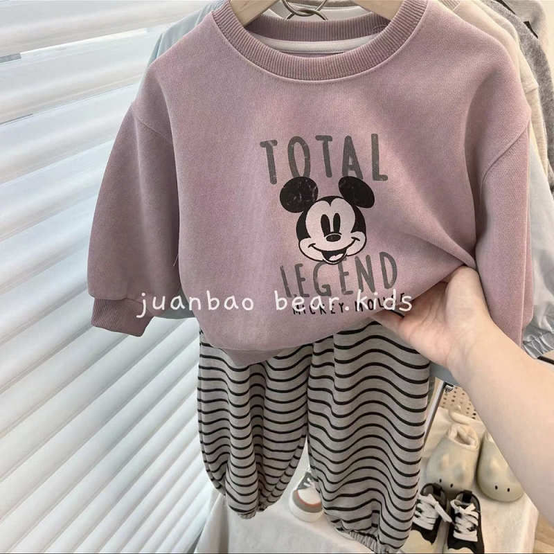 儿童卡通印花百搭圆领卫衣秋季新款男女童洋气时髦长袖套头衫上衣