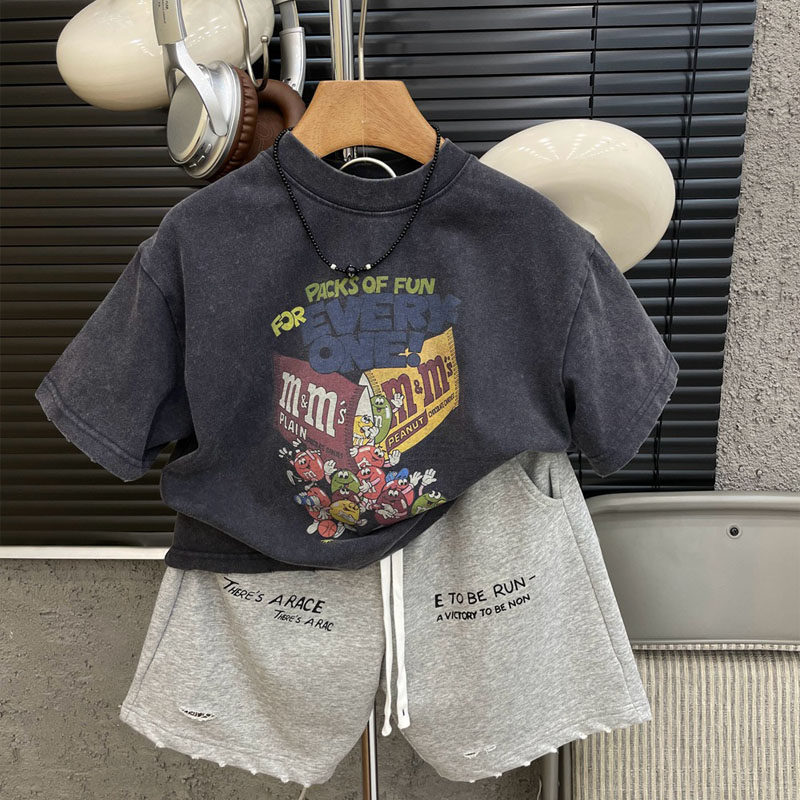 0-6岁男童洋气卡通短袖t恤夏装新款中小童时髦做旧纯棉半袖衫上衣,童装/婴儿装/亲子装,T恤,淘宝优惠券,粉丝福利购,淘宝优惠卷