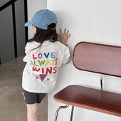 2026夏季 纯棉上衣薄 衫 儿童韩系洋气百搭短袖 t恤女童时髦趣味半袖