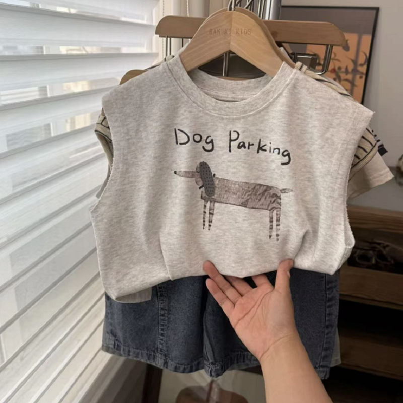 儿童休闲百搭无袖T恤男童背心薄