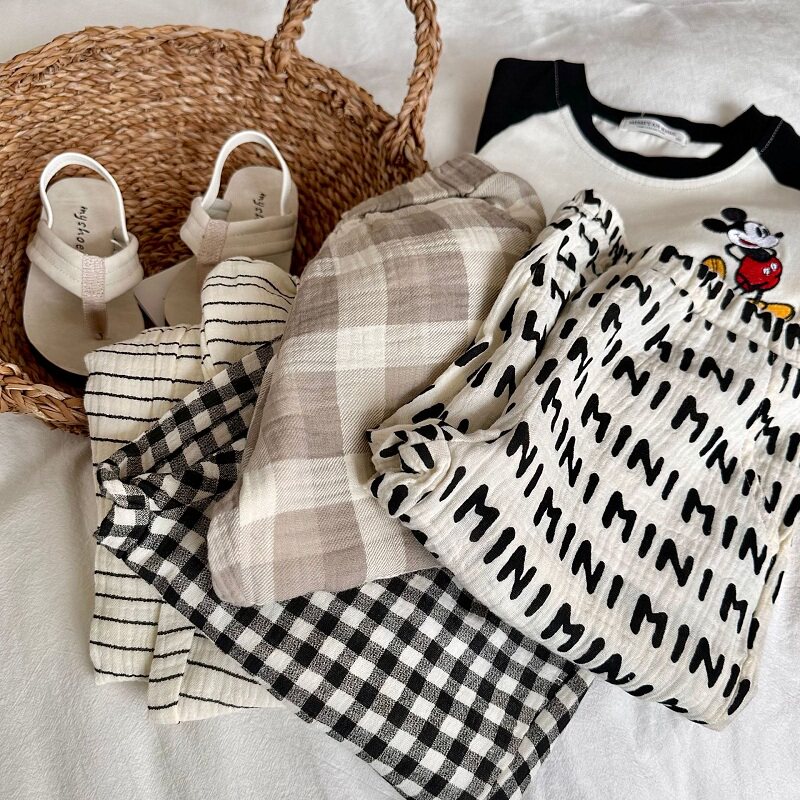 2026夏装薄款儿童防蚊裤1-7岁男女童条纹字母百搭长裤休闲束脚裤