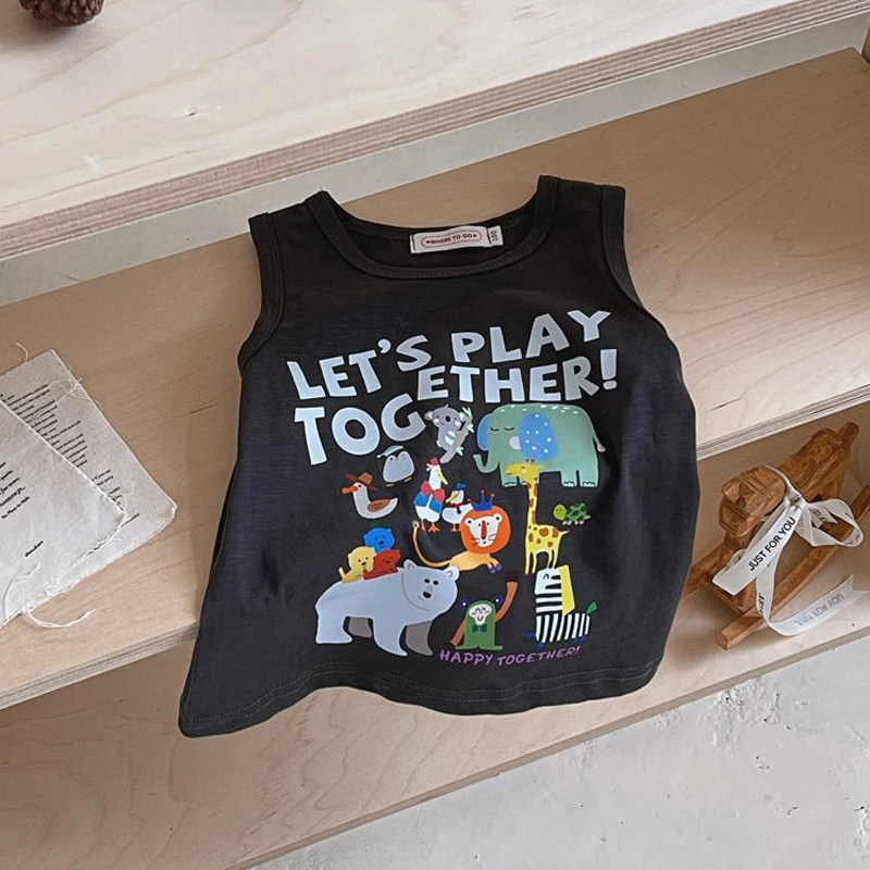 儿童纯棉卡通无袖T恤衫夏季新款男女童洋气时髦背心中小童上衣薄,童装/婴儿装/亲子装,背心吊带,淘宝优惠券,粉丝福利购,淘宝优惠卷