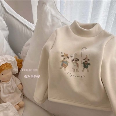 儿童加绒内搭打底衫男女童上衣厚