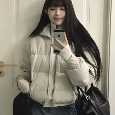 韩系短款连帽棉服女款冬棉衣外套