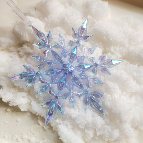12cm大雪花七彩透明亚克力咖啡厅商店装饰挂件动漫COS配件雪花