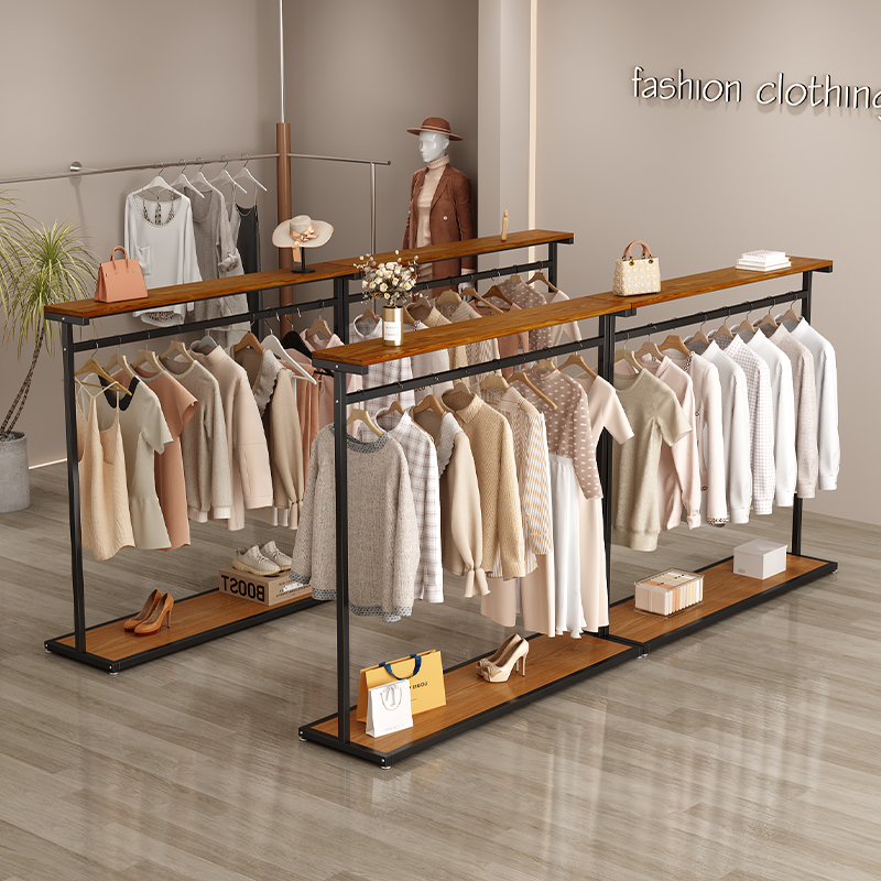服装店中岛展示架女装店睡衣专用货架童装店挂衣架男装店落地衣架