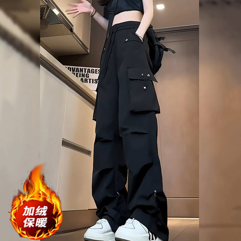 美式高街机能工装裤男2025秋冬新款防风防水冲锋裤宽松直筒长裤