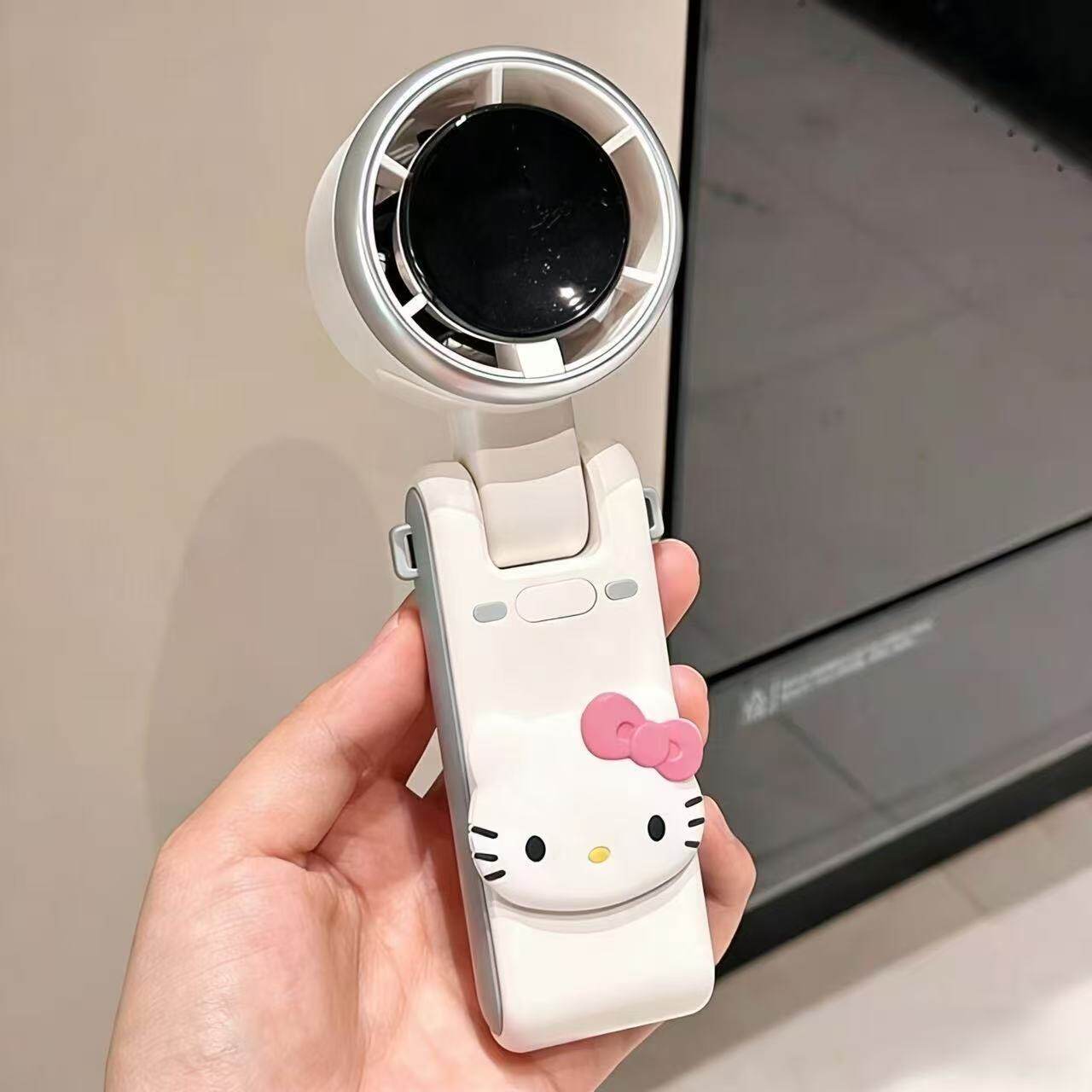 哈喽小猫手持风扇静音小型usb充电扇户外挂脖随身散热扇折叠便携