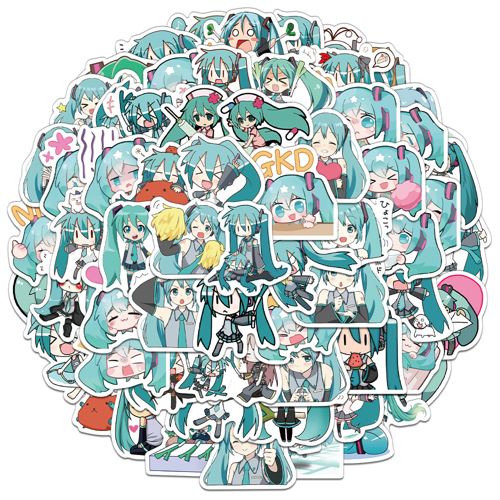 65张/套创意初音未来表情包贴纸手机壳笔记本水杯个性装饰贴纸